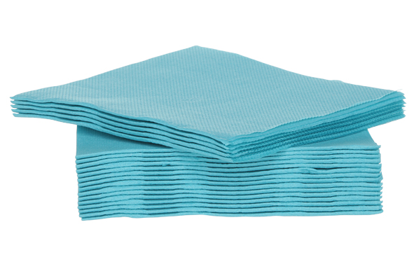 Set 40 serviettes 25CM turquoise dble pli