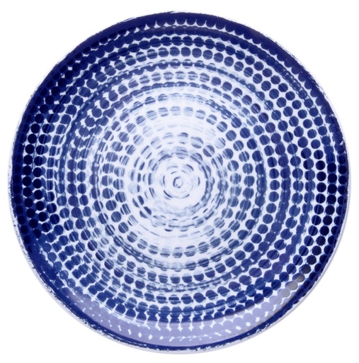 [085101] Assiette plate 21 cm Points blue
