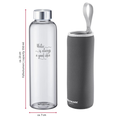[5272226A] Glass drinking bottle »Viva« 0,55 l, with cover, anthracite